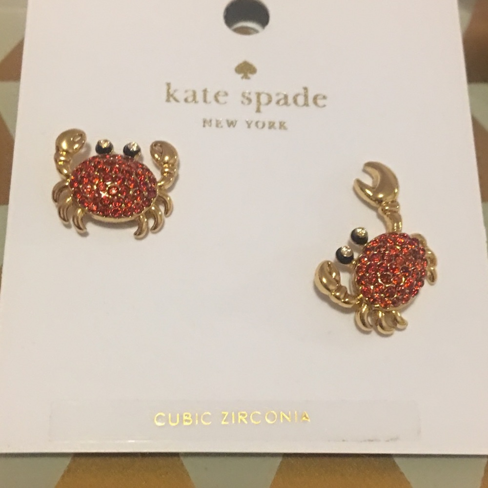 Kate Spade Gold and Red Crab Earrings